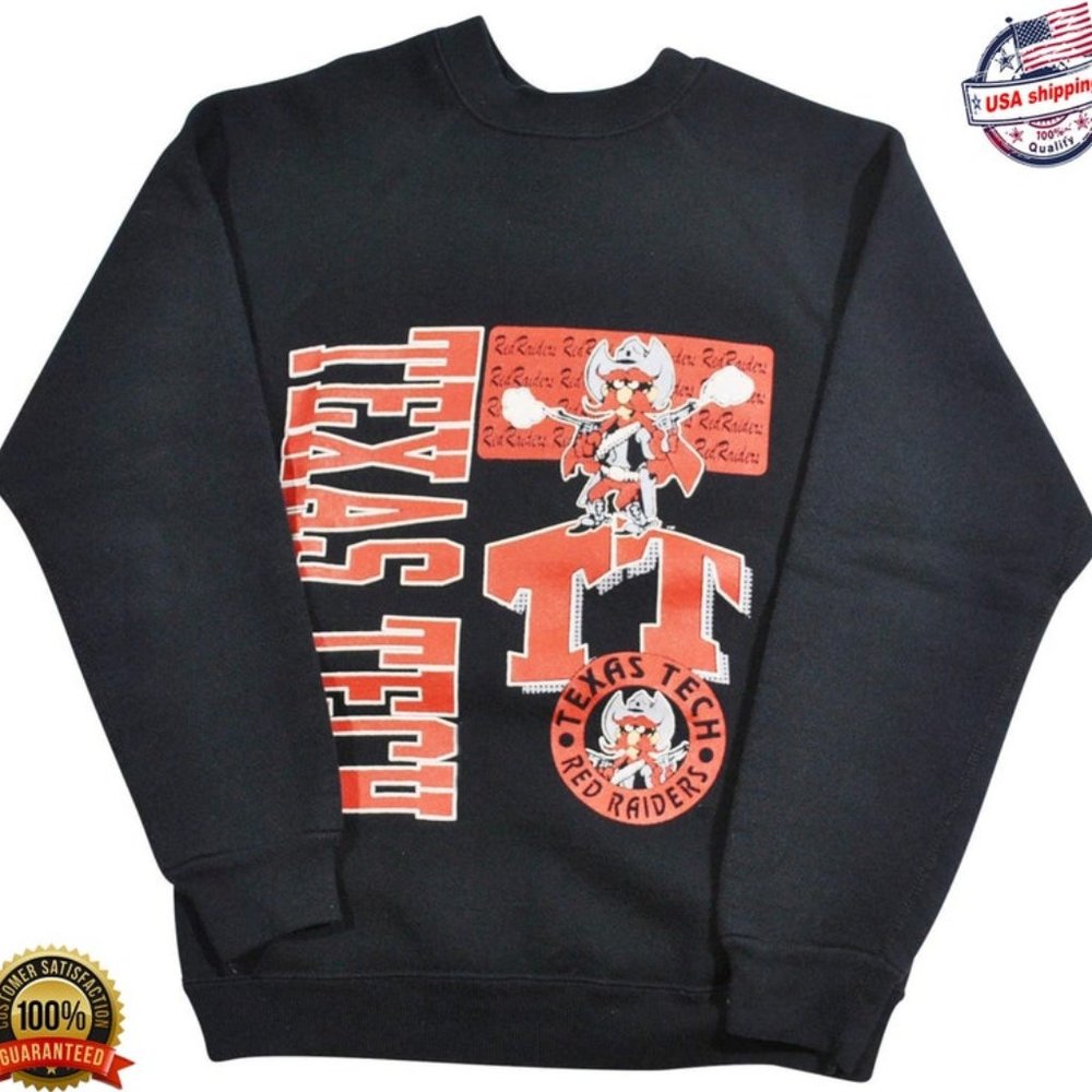 Vintage NCAA Texas Tech Red Raiders Mascot Logo Sweatshirt, Texas Tech Red Raide